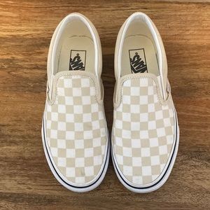 Tan and white checkered Vans 7.5 women’s